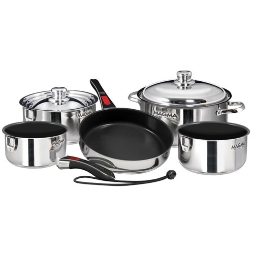 Magma Nesting 10-Piece Cookware - Slate Black Ceramica Non-Stick Interior Nesting 10-Piece Cookware