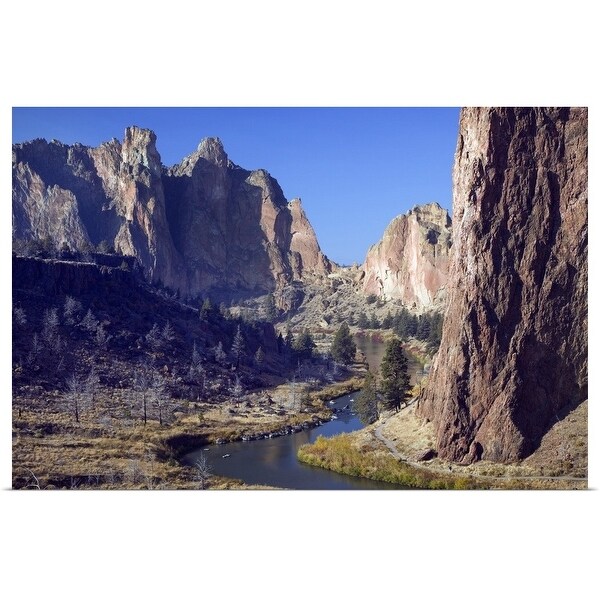"Crooked River winding below rock spires, Smith Rock State Park, Oregon" Poster Print