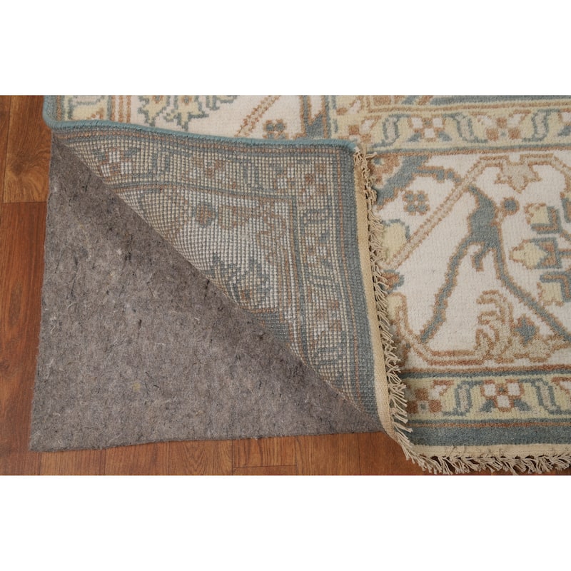 Blue Gray Oushak Indian Area Rug Handmade Wool Carpet - 8'1" x 9'11"