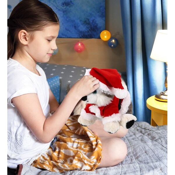 DolliBu Santa Floppy Husky Stuffed Animal Plush Toy with Santa