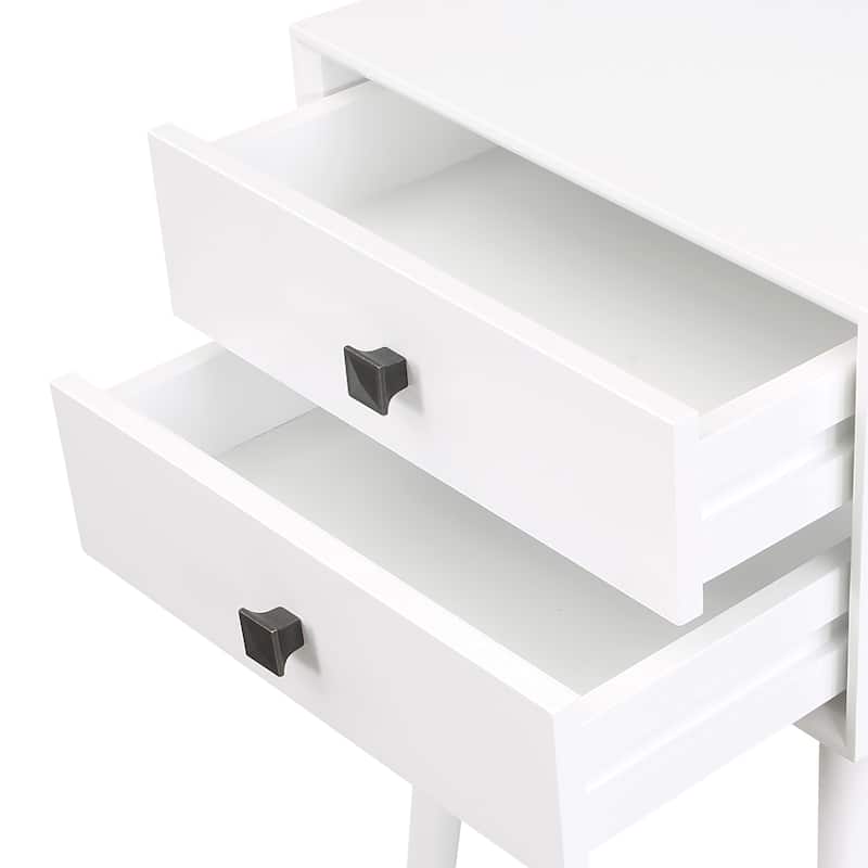 DH BASIC Mid-Century Modern Wood 2-Drawer Compact Nightstand Side Table by Denhour