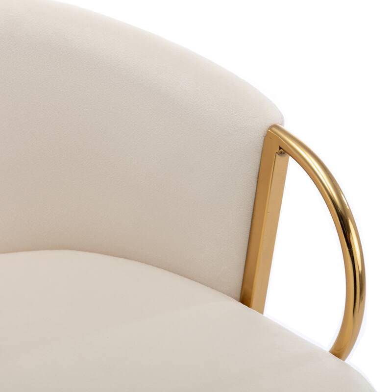 Bar Stools Set of 2, 26 Inch Counter Height Bar Stools Velvet Low Back Chair with Golden Armrest for Kitchen Island, Home Bar