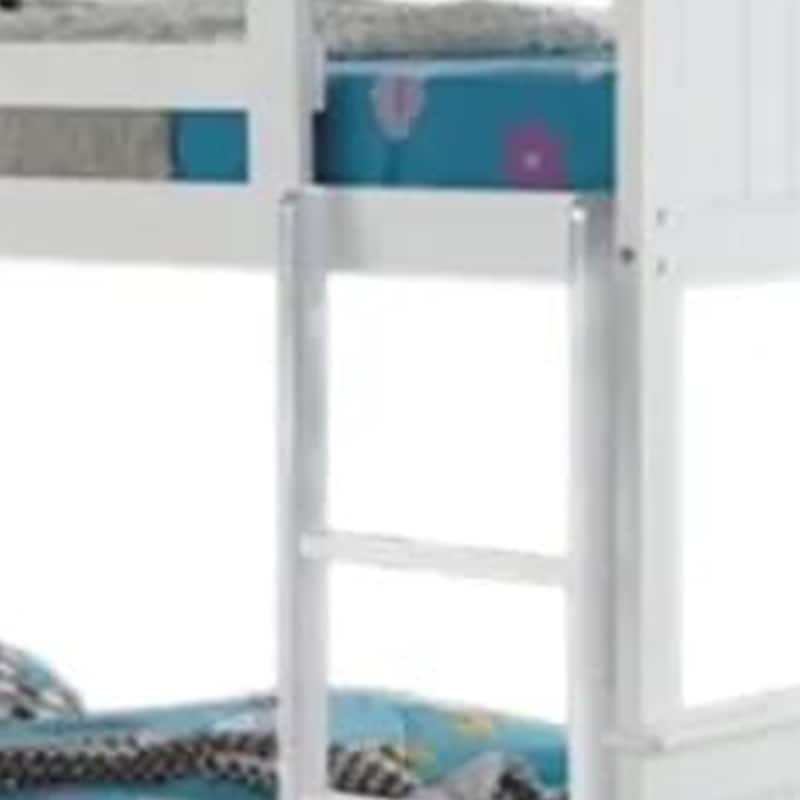 Rexo Twin over Twin Bunk Bed with Ladder, Plank Style Headboard, White