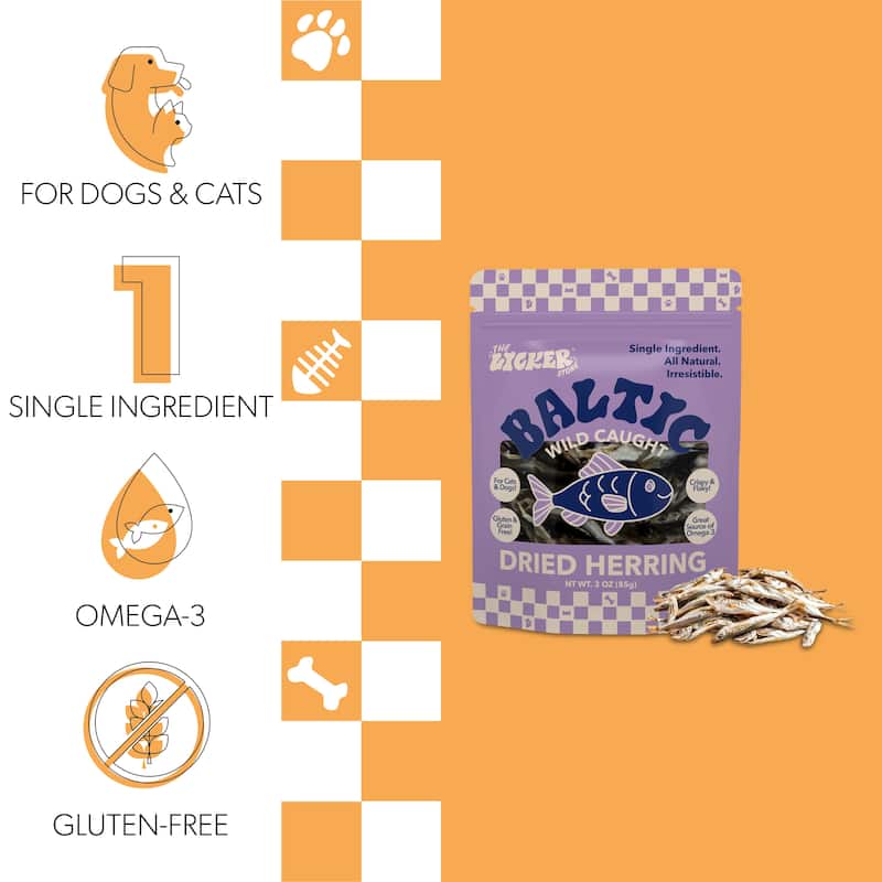 THE LICKER STORE Gluten and Grain-Free Omega-3 Single Ingredient Crunchy Dried Fish Treats for Dogs, 3oz Bag - N/A