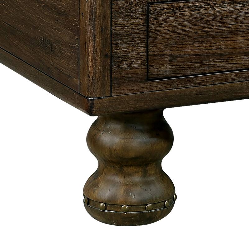 Antique Color Solid Wood Rectangle Coffee Table - Center Table with 4 Drawers