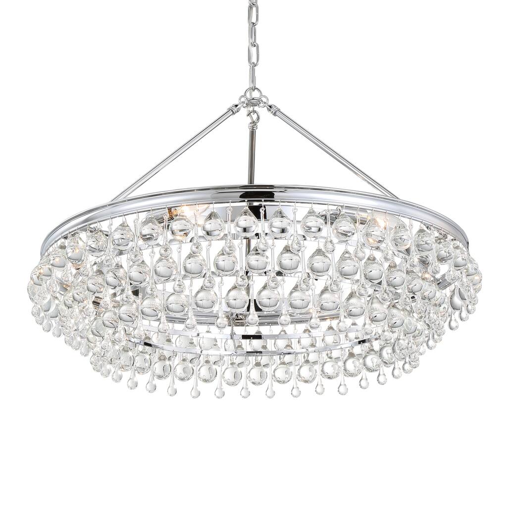 Calypso 6 Light Crystal Teardrop Chrome Chandelier - 30'' W x 20'' H