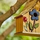 preview thumbnail 32 of 37, Glitzhome 10.5"H Distressed Solid Wood Birdhouse with 3D Flowers - 10.5"