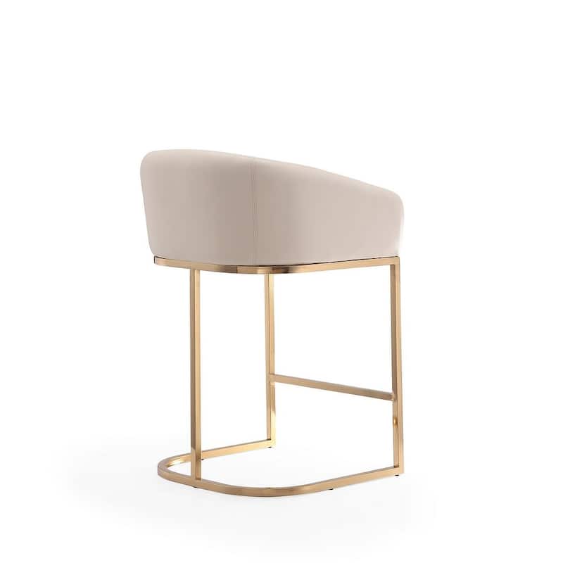 Manhattan Comfort Louvre 36 in. Titanium Gold Stainless Steel Counter Height Bar Stool (Set of 2)