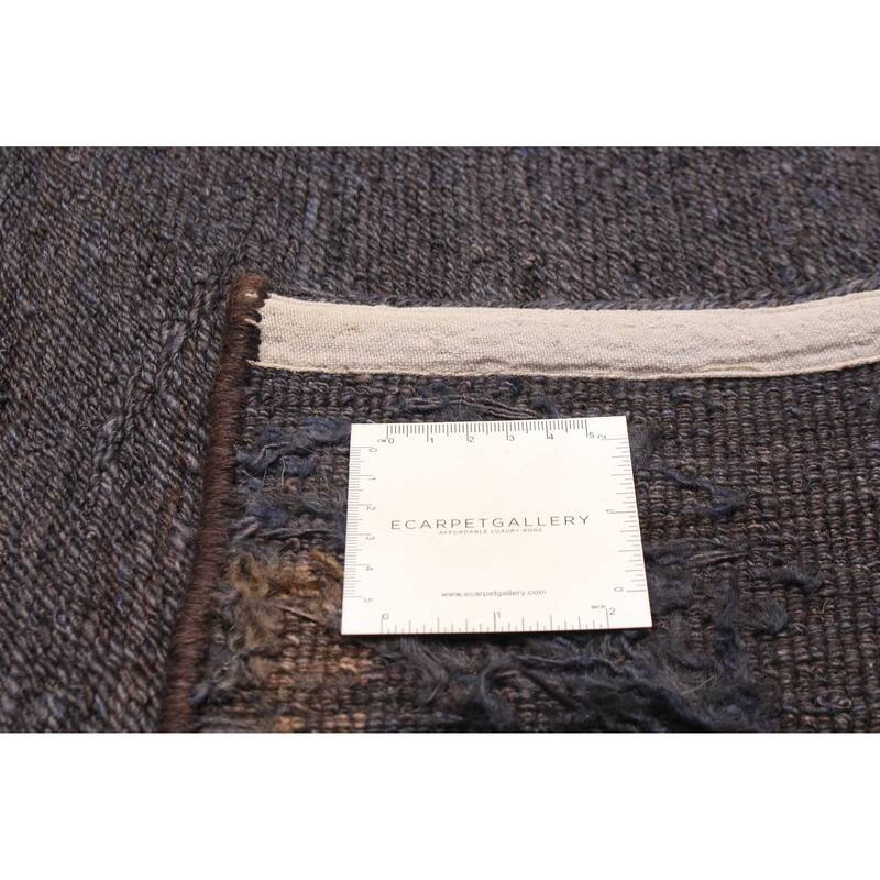 ECARPETGALLERY Flat-Weave Natural Navy Wool Tapestry Kilim - 6'4 x 8'4