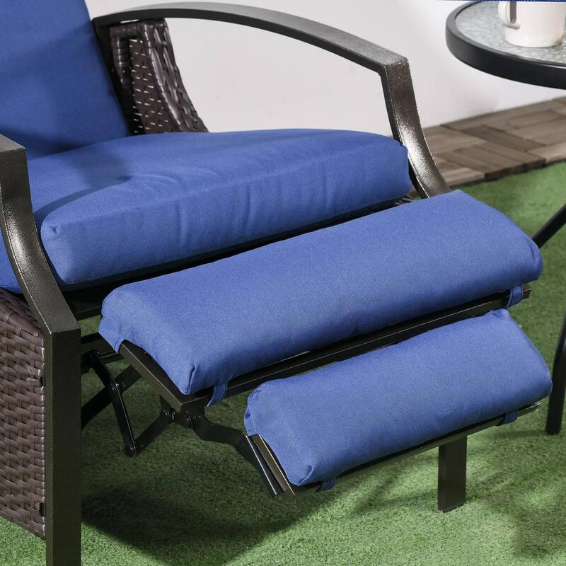 Patio Recliner Chair, PE Wicker with Comfy Cushions, Armrests