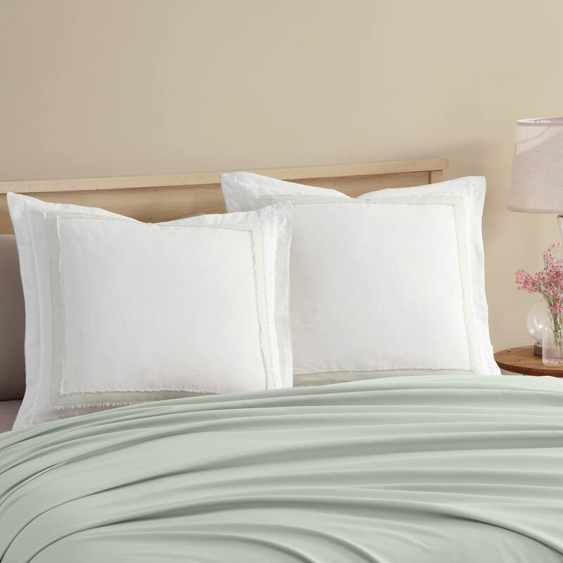 Laura Ashley Mila Cotton Blend Euro Sham - Green