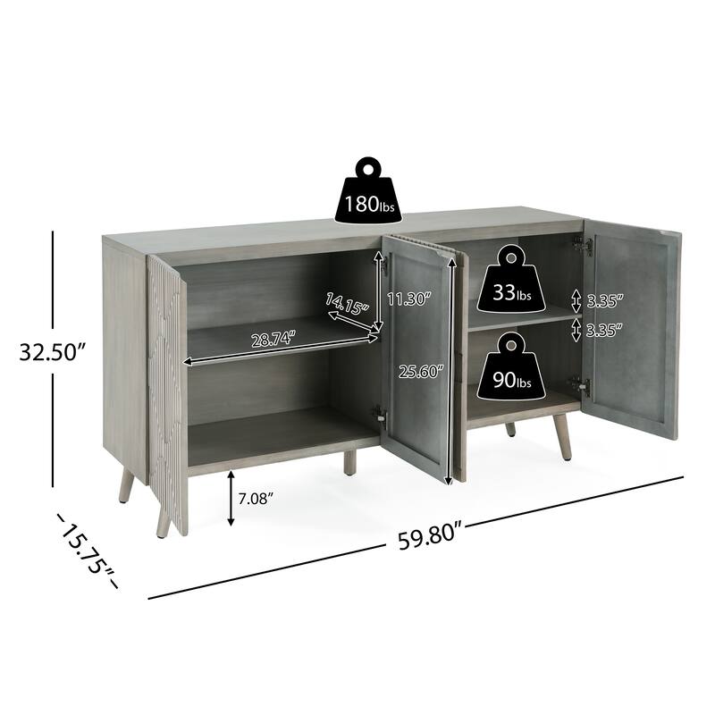 Christopher Knight Home- Starling MDF Sideboard With Adjustable Shelf