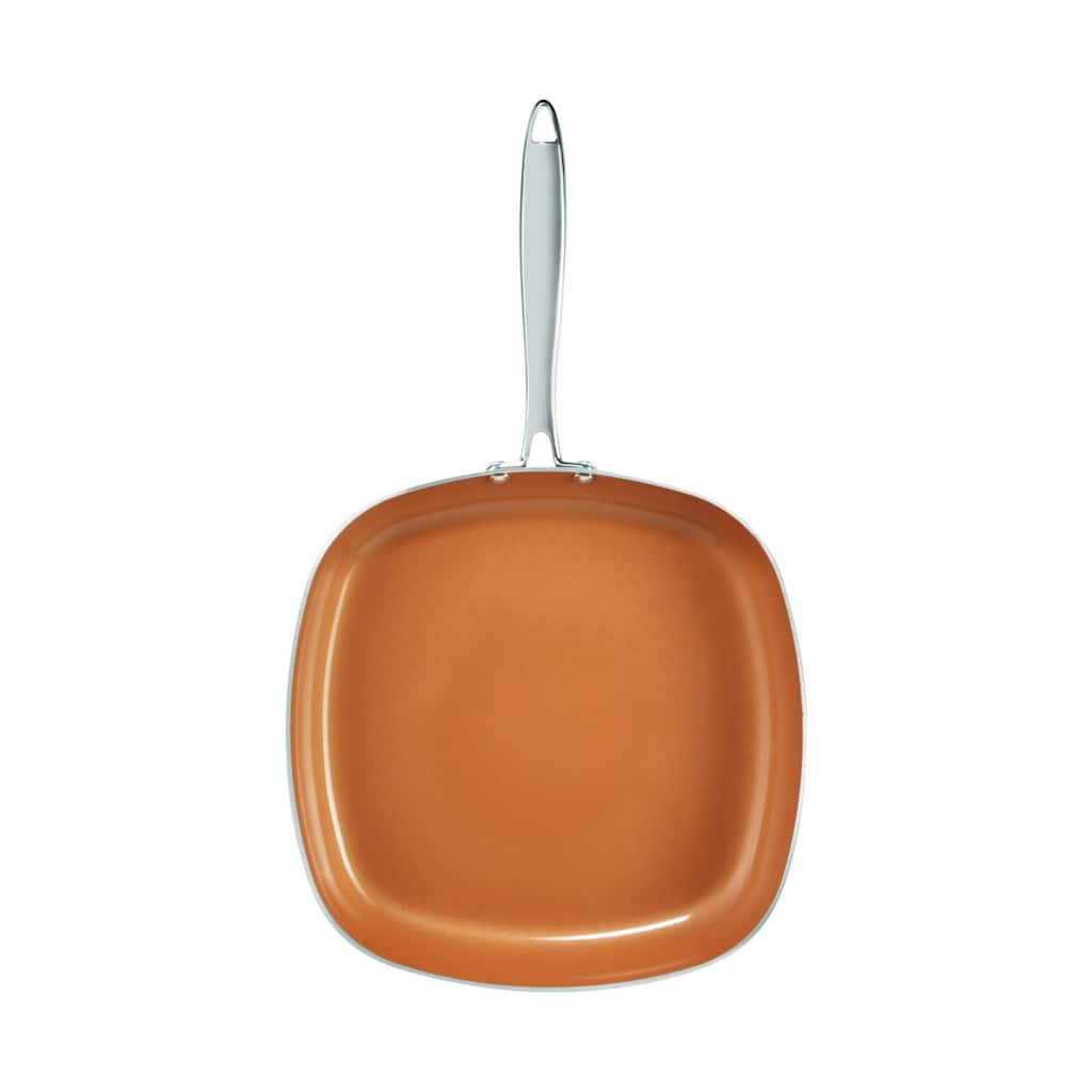 Gotham Steel 9.5" Stainless Steel Square Nonstick Fry Pan with Stay Cool Handle Cookware