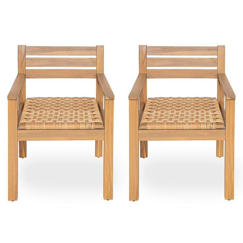 Christopher Knight Home - Rustic Outdoor Acacia Wood Dining Armchair Set (Set of 2)