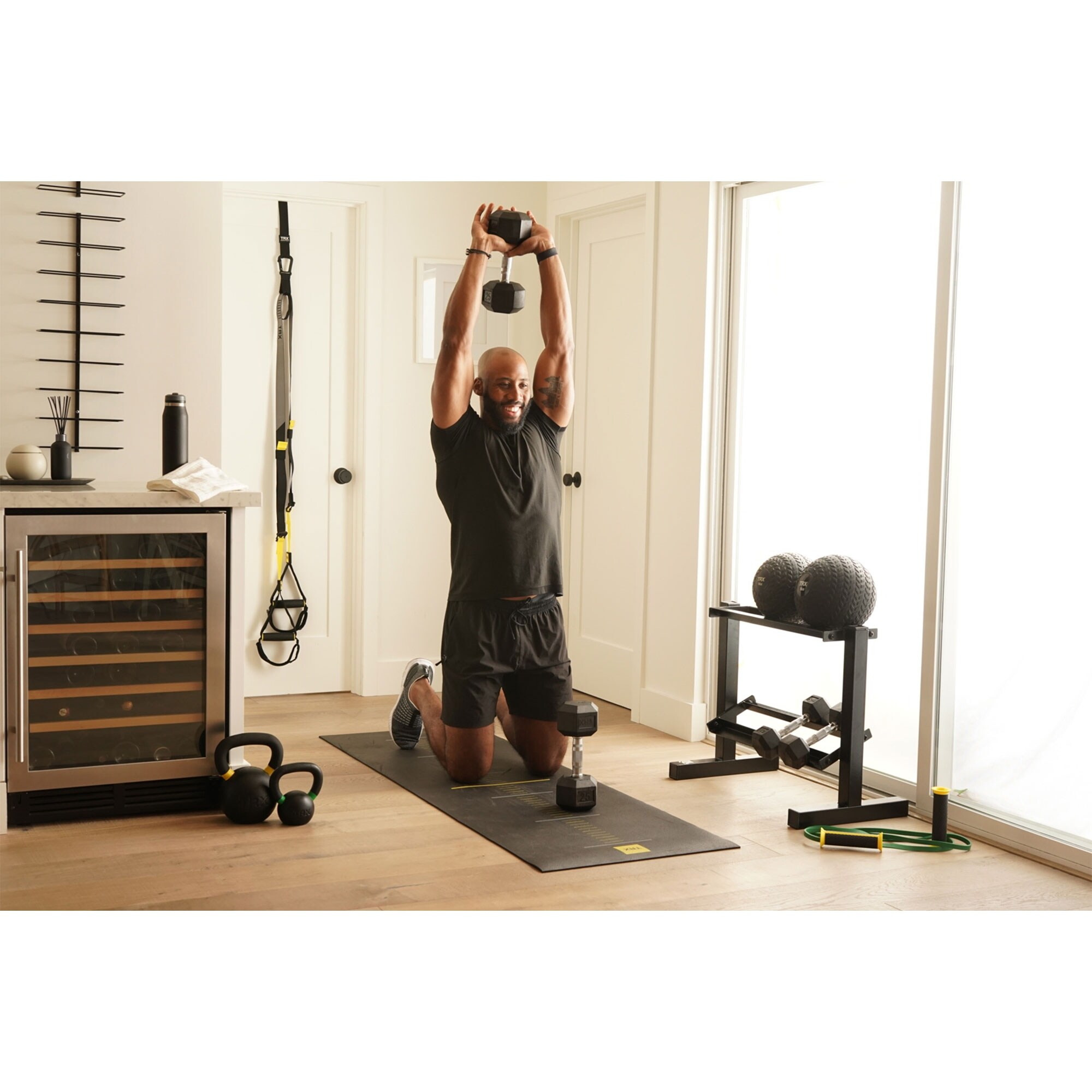 TRX-Hex-Rubber-15lb-Dumbbell-