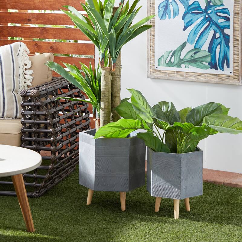 Ceramic Contemporary Planter (Set of 2) - S/2 15", 17"H