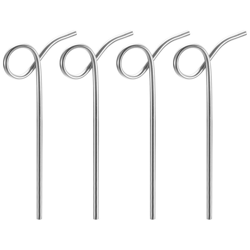 4Pcs 7.9" Curly Shape Stainless Steel Straws Reusable Metal Straw