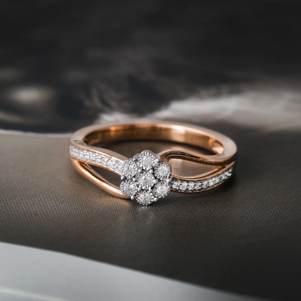 1/10ct TDW Diamond Floral Cluster Ring in Silver for Women