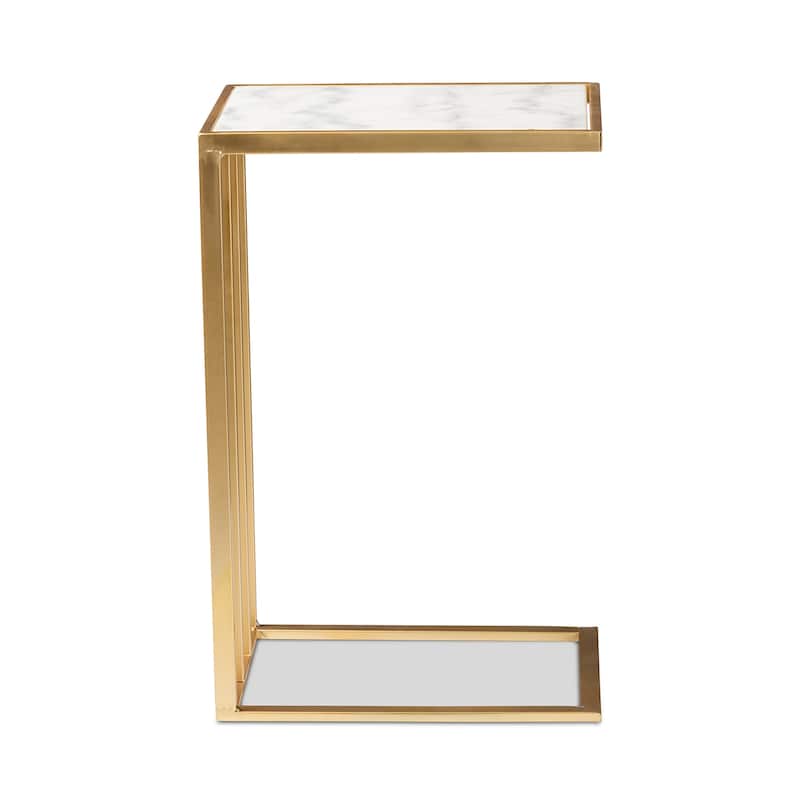 Parkin Modern and Contemporary C Shaped End Table with Marble Tabletop
