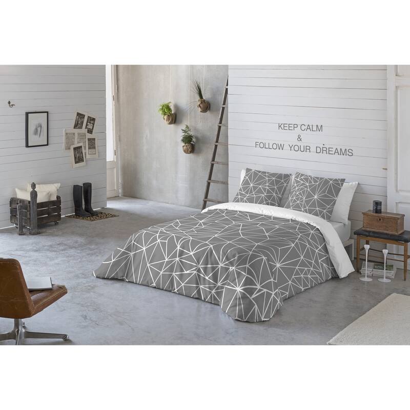 Gouchee Home Triangle 3pc Duvet Cover Set - Grey - King