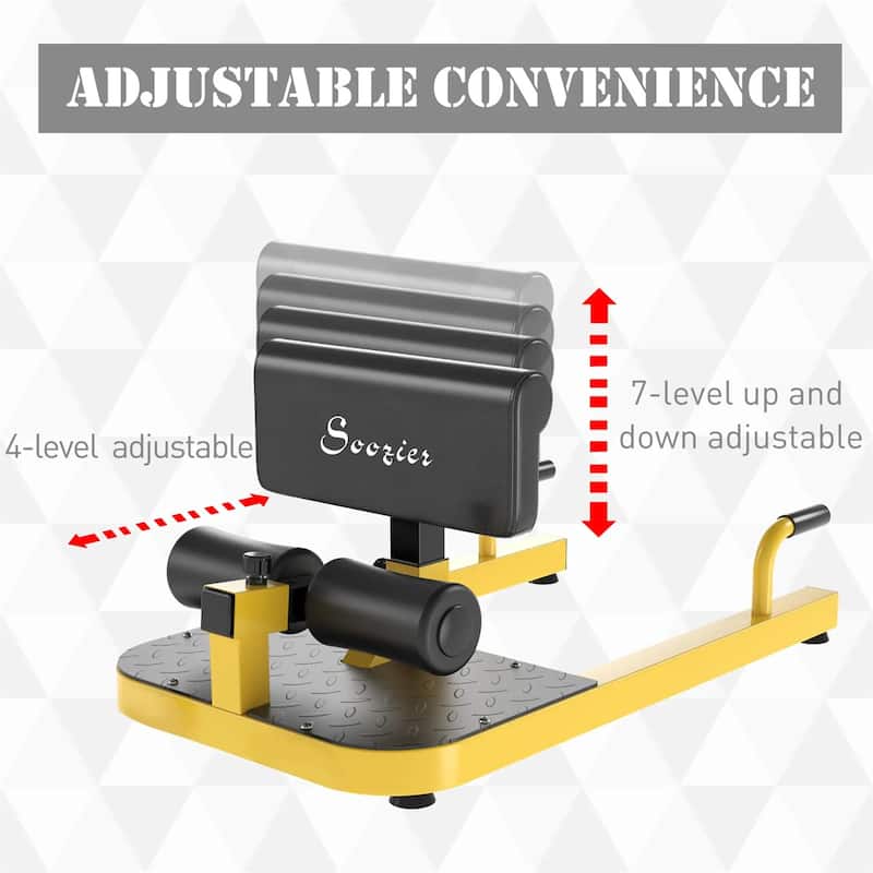 3-in-1 Yellow Sissy Squat Bench Hip Thrust Machine Adjustable Home Gym Equipment for Squats Sit-Ups Push-Ups