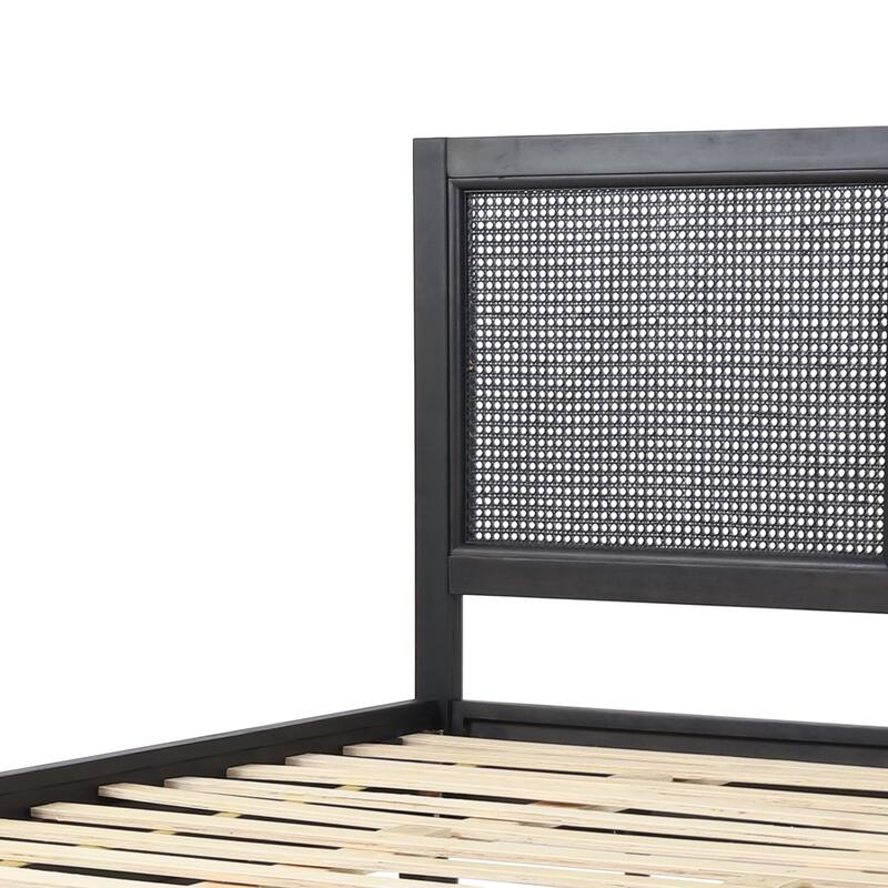 Rustic Queen Acacia Wood Bed with Strong Slats Support