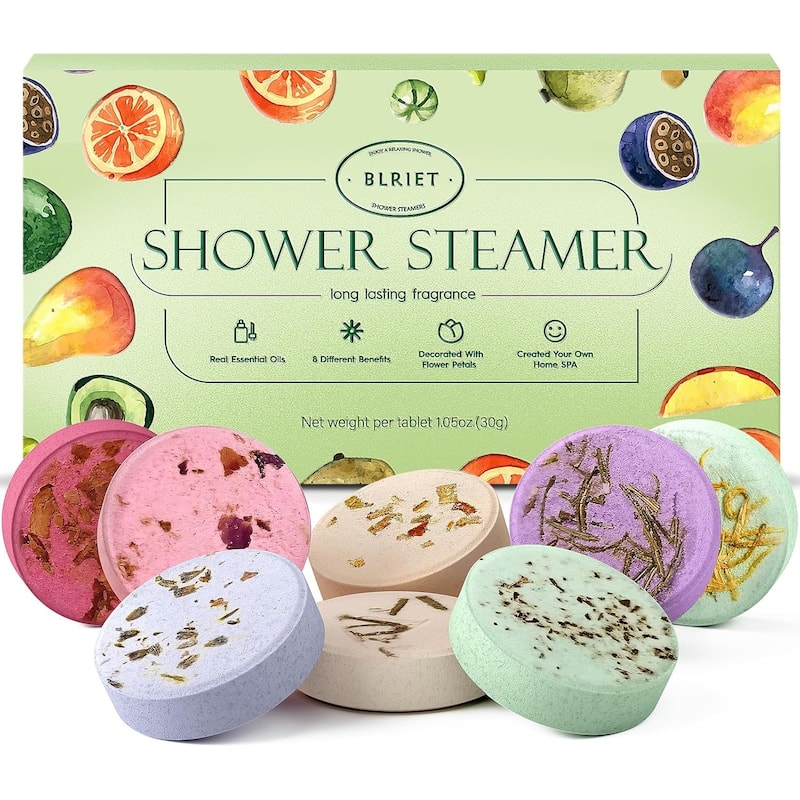 Natural Home Spa Self Care Relaxation Shower Bombs Beauty Gifts 8 Pack - Green