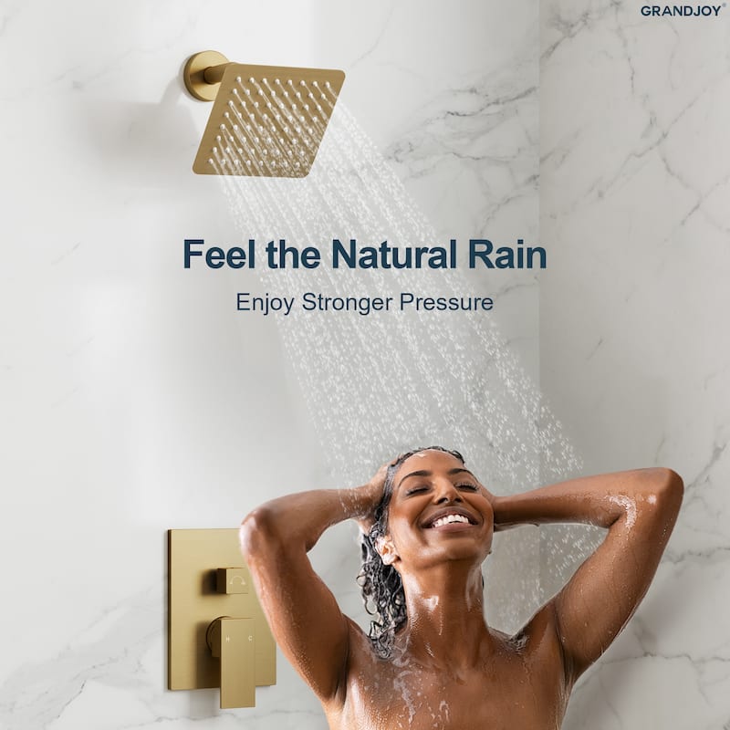 GRANDJOY 2-Function Rainfall Shower System with Handheld, Single Handle Wall-Mount Design