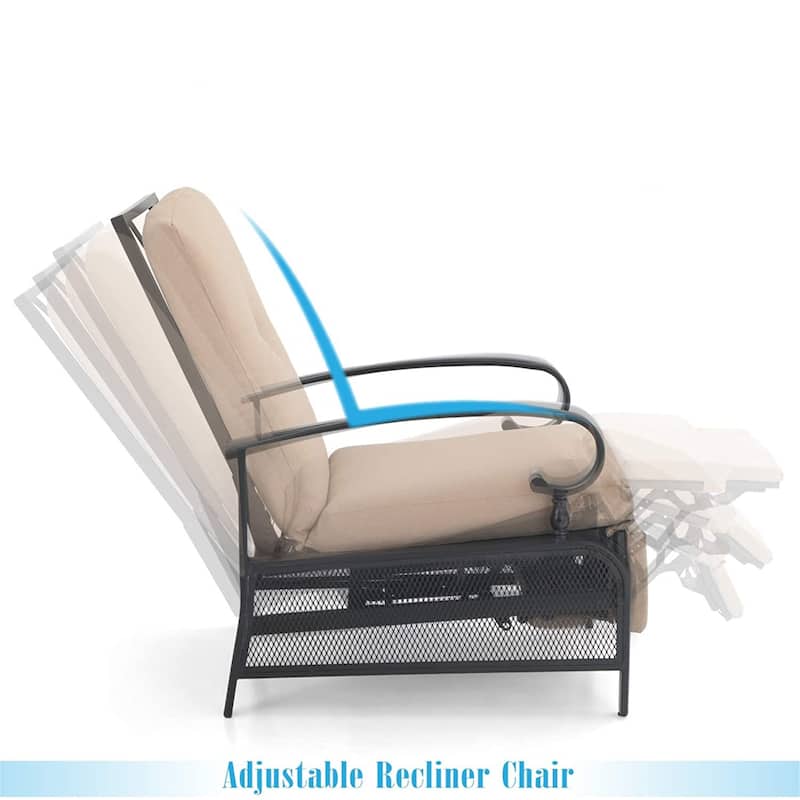 MAISON ARTS Adjustable Recliner Lounge Chair & Bistro Table Set - Perfect for Outdoor, Patio, Garden, and Porch