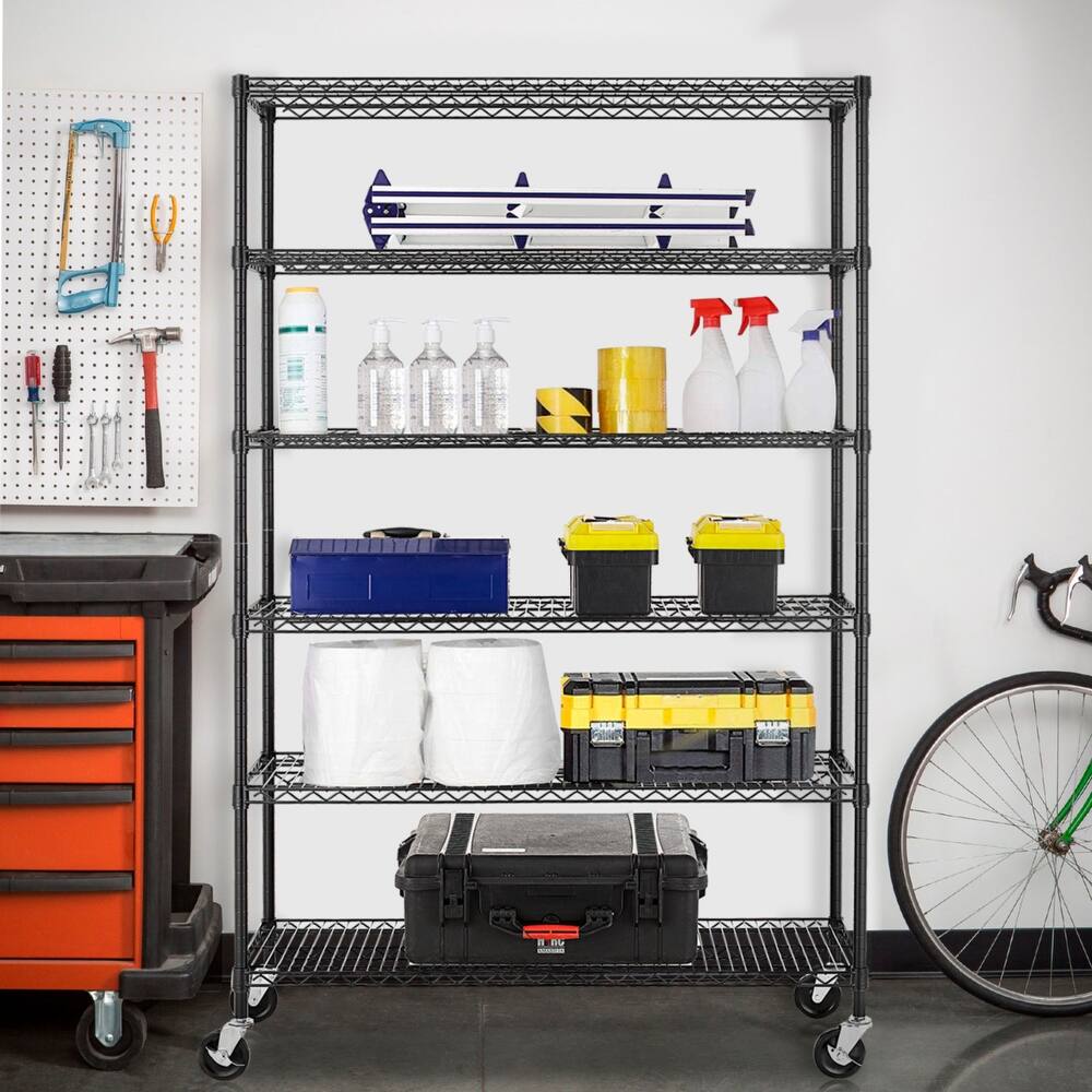 Liam 6-Tier NSF Certified Wire Shelving Unit Rack with Adjustable Shelving and Includes Wheels