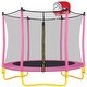 preview thumbnail 3 of 29, 5.5 FT Mini Toddler Kids Trampoline with Enclosure, Basketball Hoop