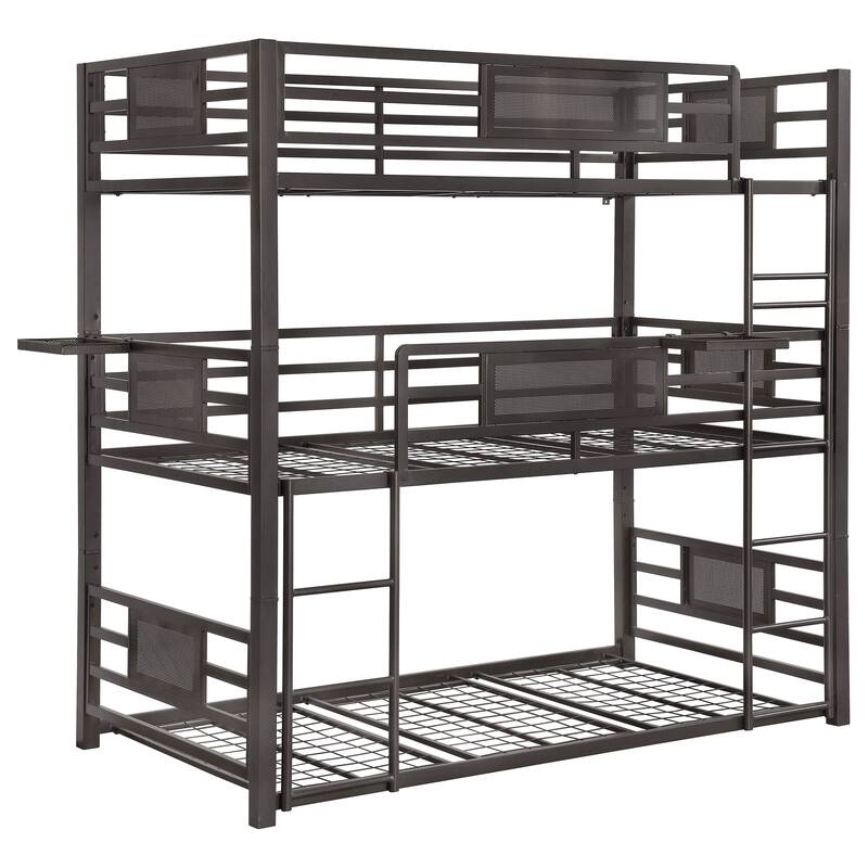 Rogen Dark Bronze Metal Frame Triple Bunk Bed - Twin