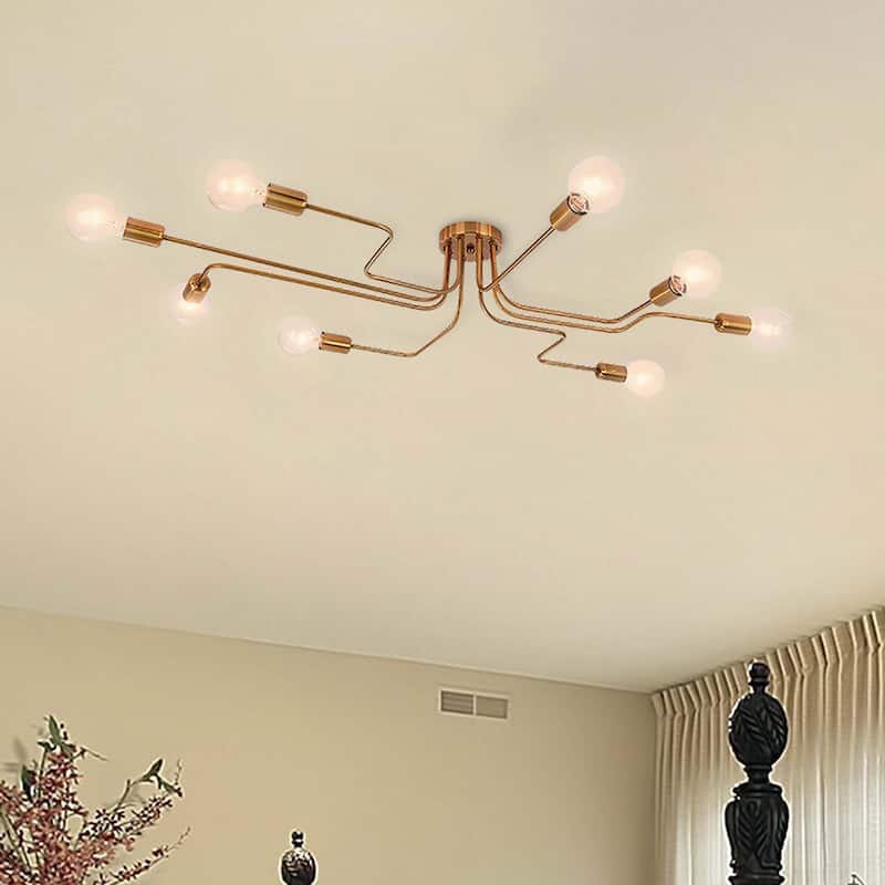 8 - Light Mid-Century Modern Industrial Spider Shape Circuit Board Semi-Flush Mount