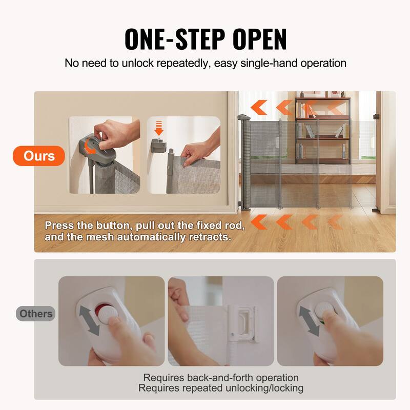 Mesh Foldable Wide Retractable Baby Gate Suitable for Playrooms Kitchens Or Hallways
