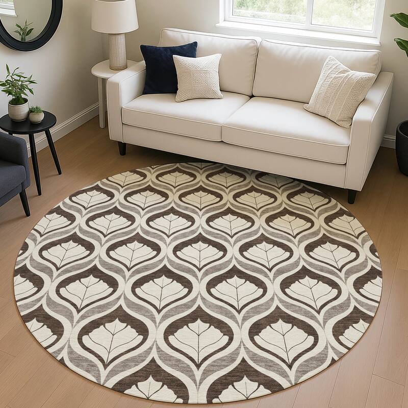 Machine Washable Indoor/ Outdoor Modern Trellis Chantille Rug