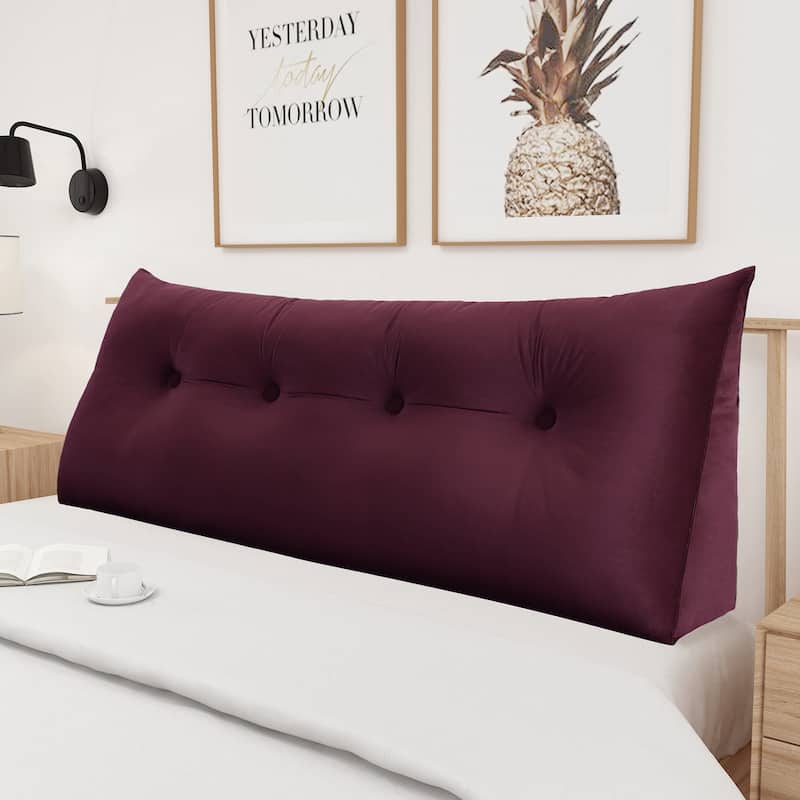 WOWMAX Bed Rest Reading Wedge Headboard Pillow Velvet Red