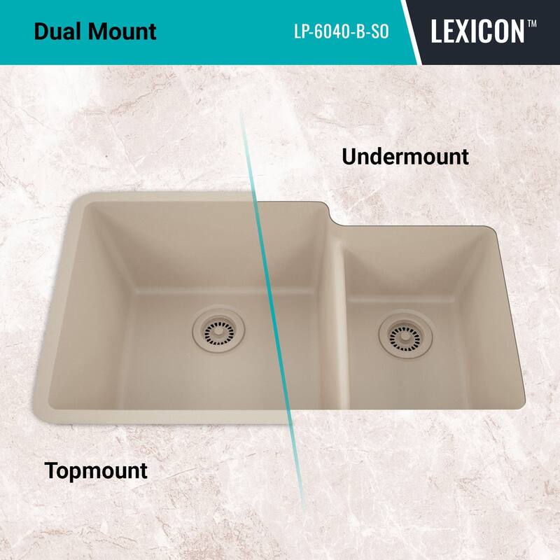 32 Inch Lexicon Platinum Quartz Composite Drop-in Undermount Galaxy Beige - 19" W x 32" L x 9.75" H