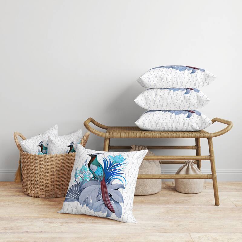 Woodland Flyers Faux Suede Reversible Throw Pillow White and Blue