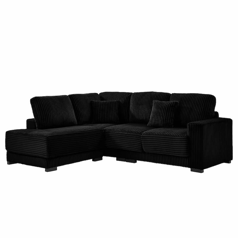 93" Sectional Sofa, L-Shaped with Reversible Chaise Lounge, Upholstered in Soft Corduroy