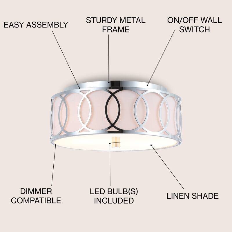Elizabeth Metal LED Flush Mount, by JONATHAN Y