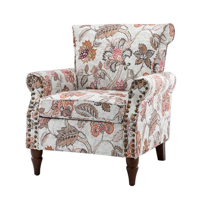 HULALA HOME Nailhead Trim Traditional Accent Armchair with Rolled Arms