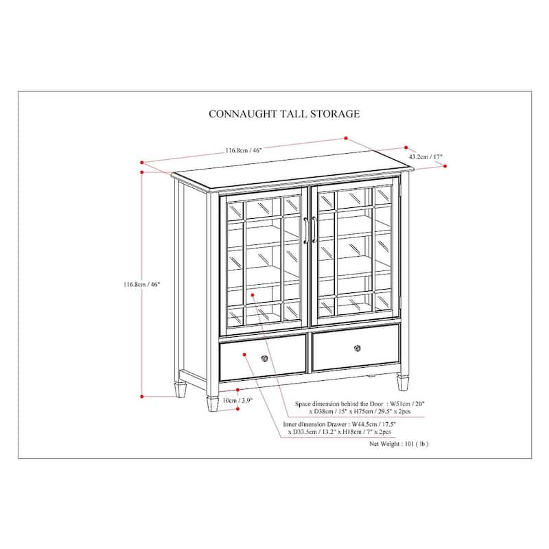 WYNDENHALL Hampshire SOLID WOOD 46 inch Wide Traditional Tall Storage Cabinet - 46"w x 17"d x 46"h