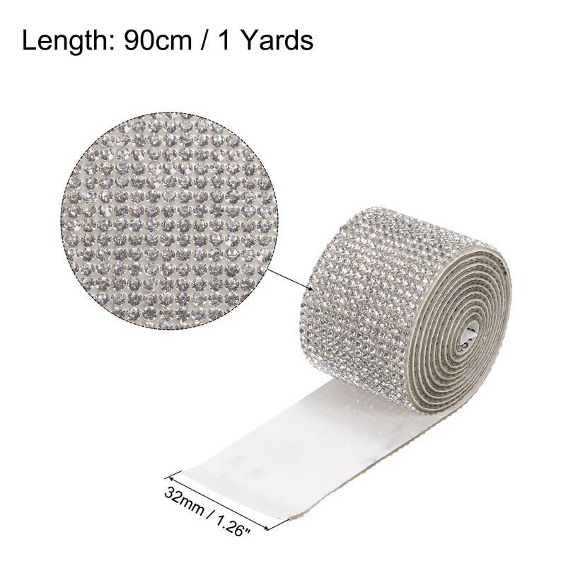 1 Yard 32mm Self Adhesive Crystal Ribbon - 1 Yard x 1.26 Inch - White