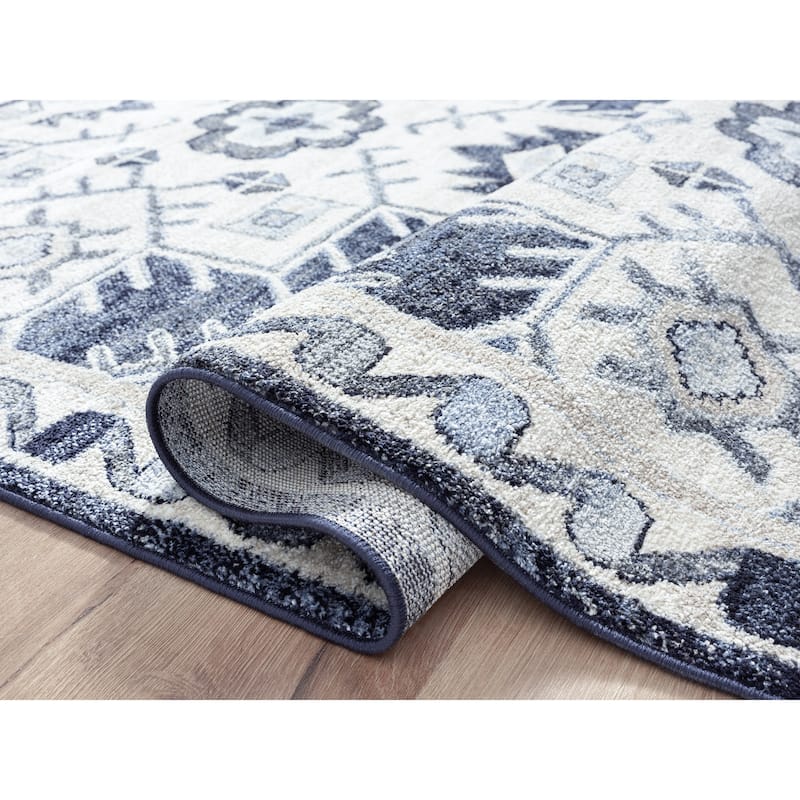 Abani Cruz Geometric Navy Indoor Area Rug