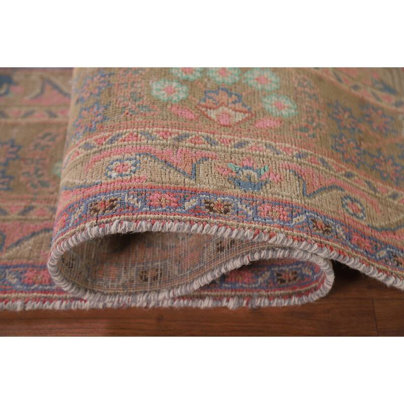 Hand Knotted Oriental 100% Wool Carpet Traditional Floral Oranges & Rust Mashad Area Rug - 9' 5'' X 6' 5''