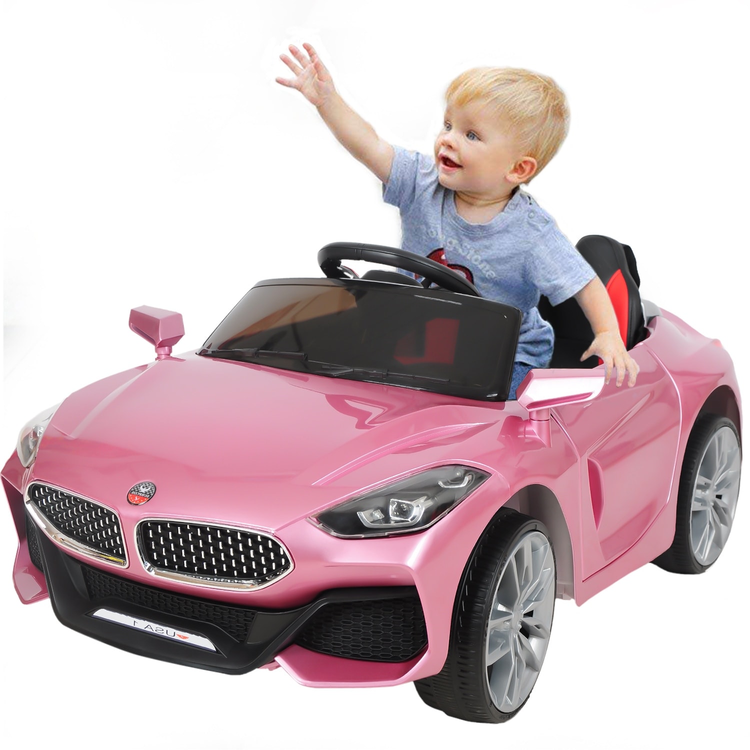 pink electric car with remote control