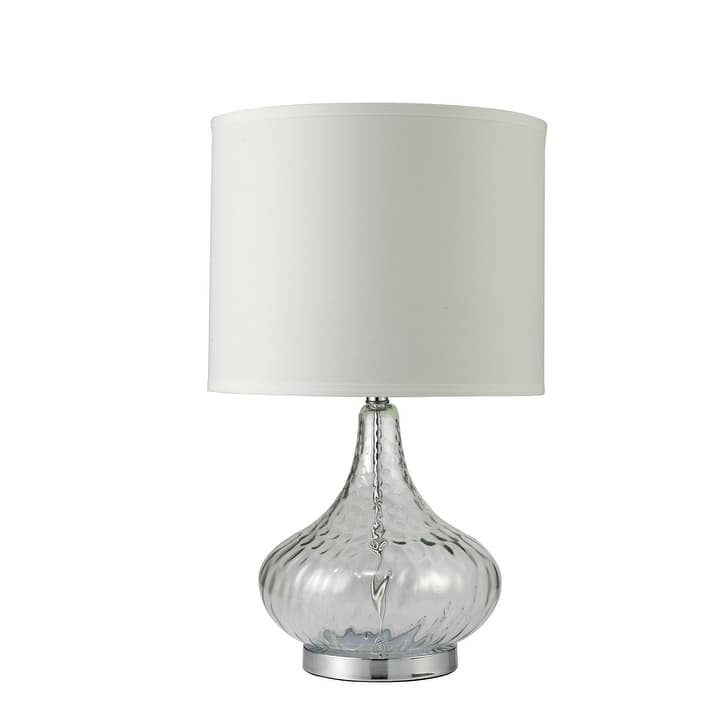 24.5" Tall Glass Table Lamp" Leann", Clear Glass and Chrome Silver