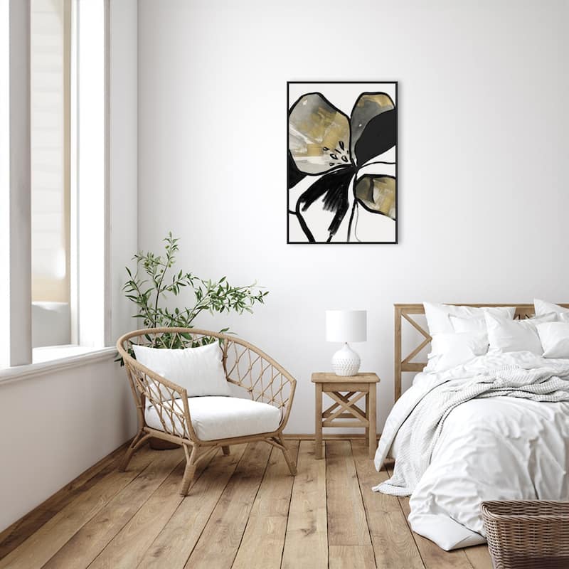 Yellow Botanical II by PI Studio Framed Canvas Wall Art Print - Sylvie Black