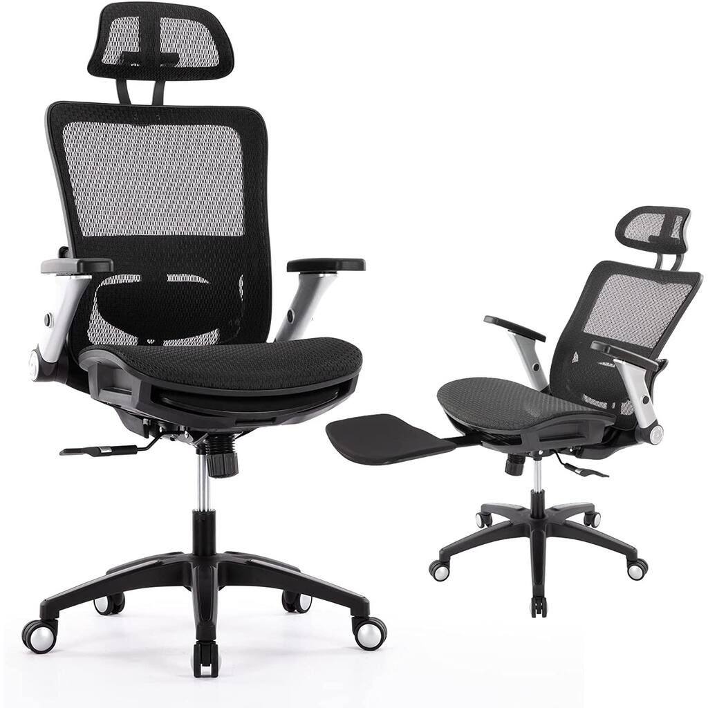 High Back Computer Executive Desk Chair with Headrest and 4D Flip-up Armrests, Adjustable Tilt Lock