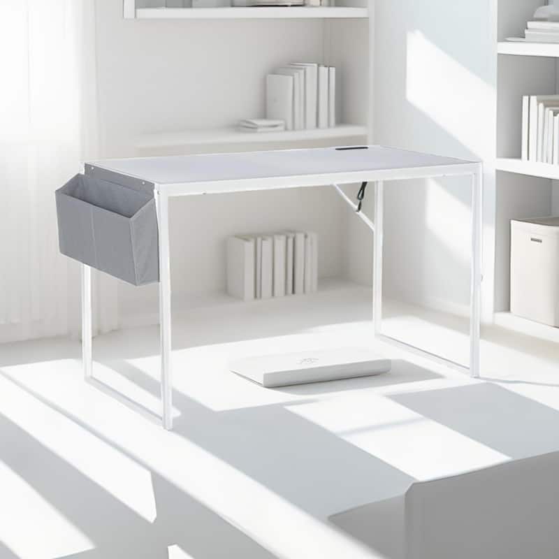 JJS Compact Computer Desk - Simple Modern Writing Desk for Small Spaces, Home Office & Student Study